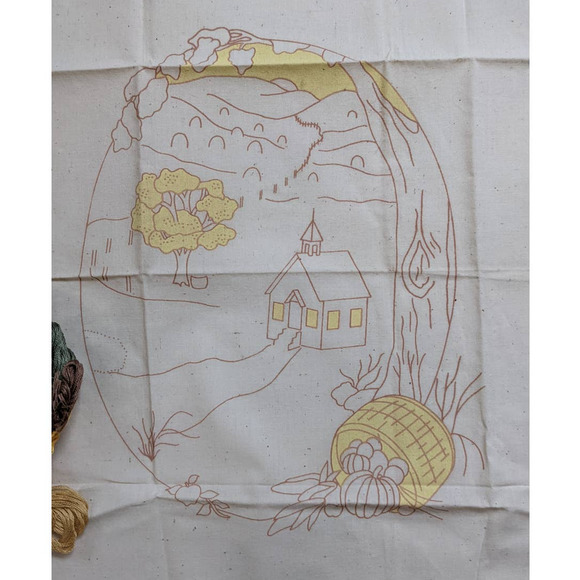 Vintage Candlewicking Embroidery Kit "Fall" Autumn Scene from Leisure Arts 1983 - Picture 4 of 6